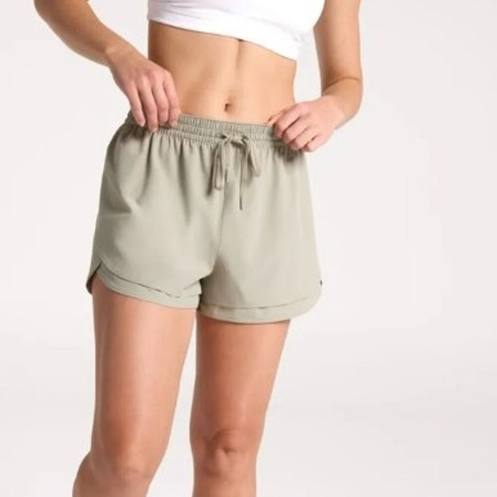 CALIA Women's Drawstring Step Up Short, Large - Ground Fennel sz XXL